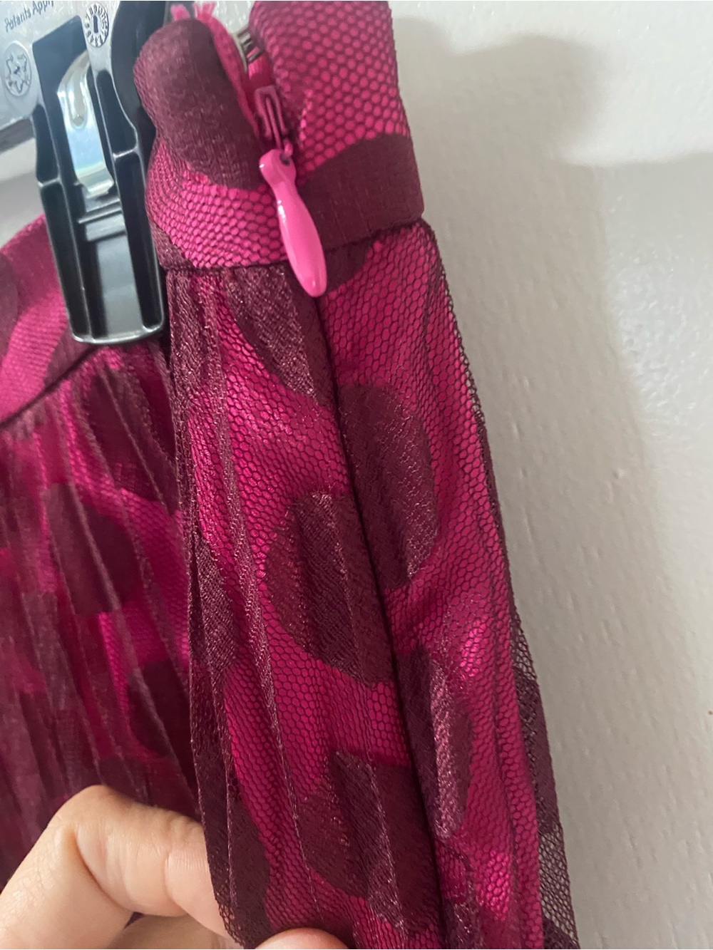 Anthropologie Phoebe pleated Burgundy Polka Dot Maxi Skirt - Picture 5 of 6